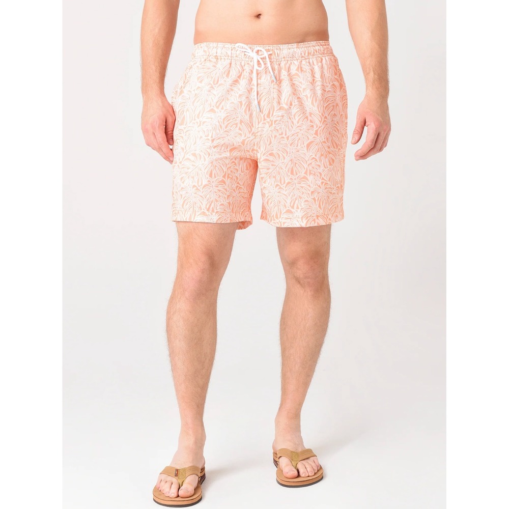 Southern‎ Tide Orange Palm Print Swim Trunks Men's Large UPF 50 Beach Quick Dry